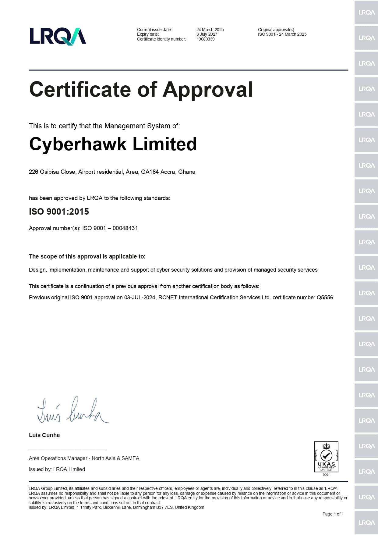 9001- Cyberhawk Limited